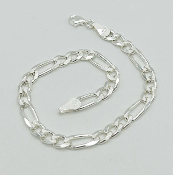 Solid 925 Sterling Silver 6mm Figaro Bracelet | Unisex
