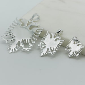 925 Sterling Silver Albanian Flag Pendant | Small Medium Large Albanian Pendant | Double Head Eagle Pendant | Brand New