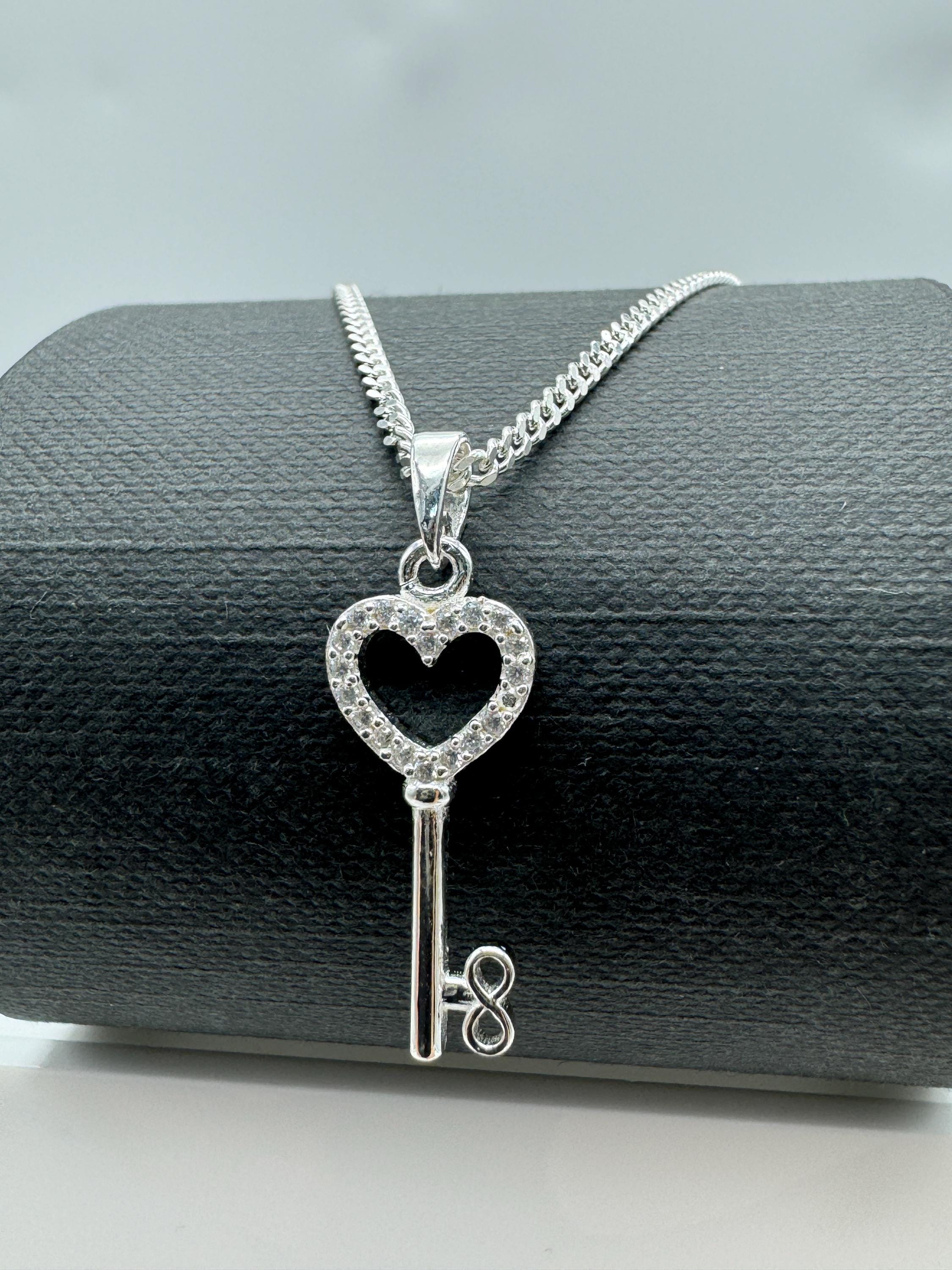 Genuine 925 Sterling Silver Key of Love Pendant | Love Heart