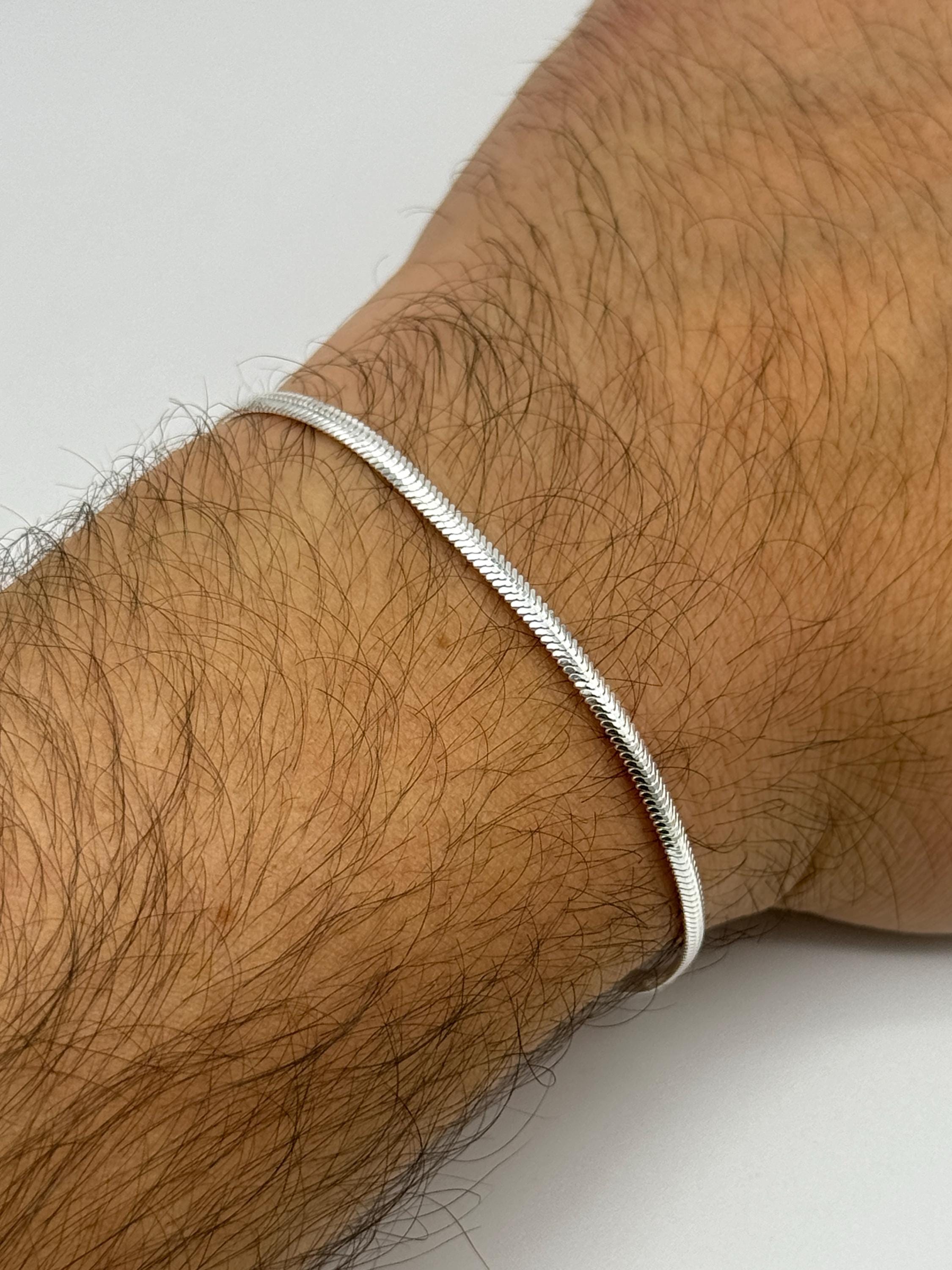 925 Sterling Silver 3mm Snake Bracelet | Women Herringbone