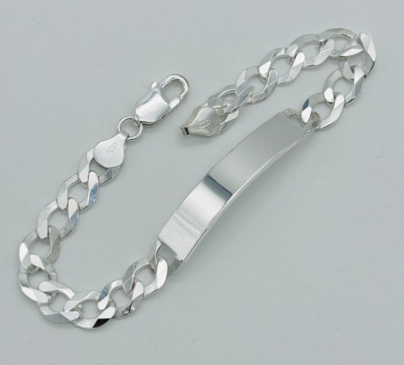 925 Sterling Silver Mens Personalised ID Bracelet | 8mm Curb Link