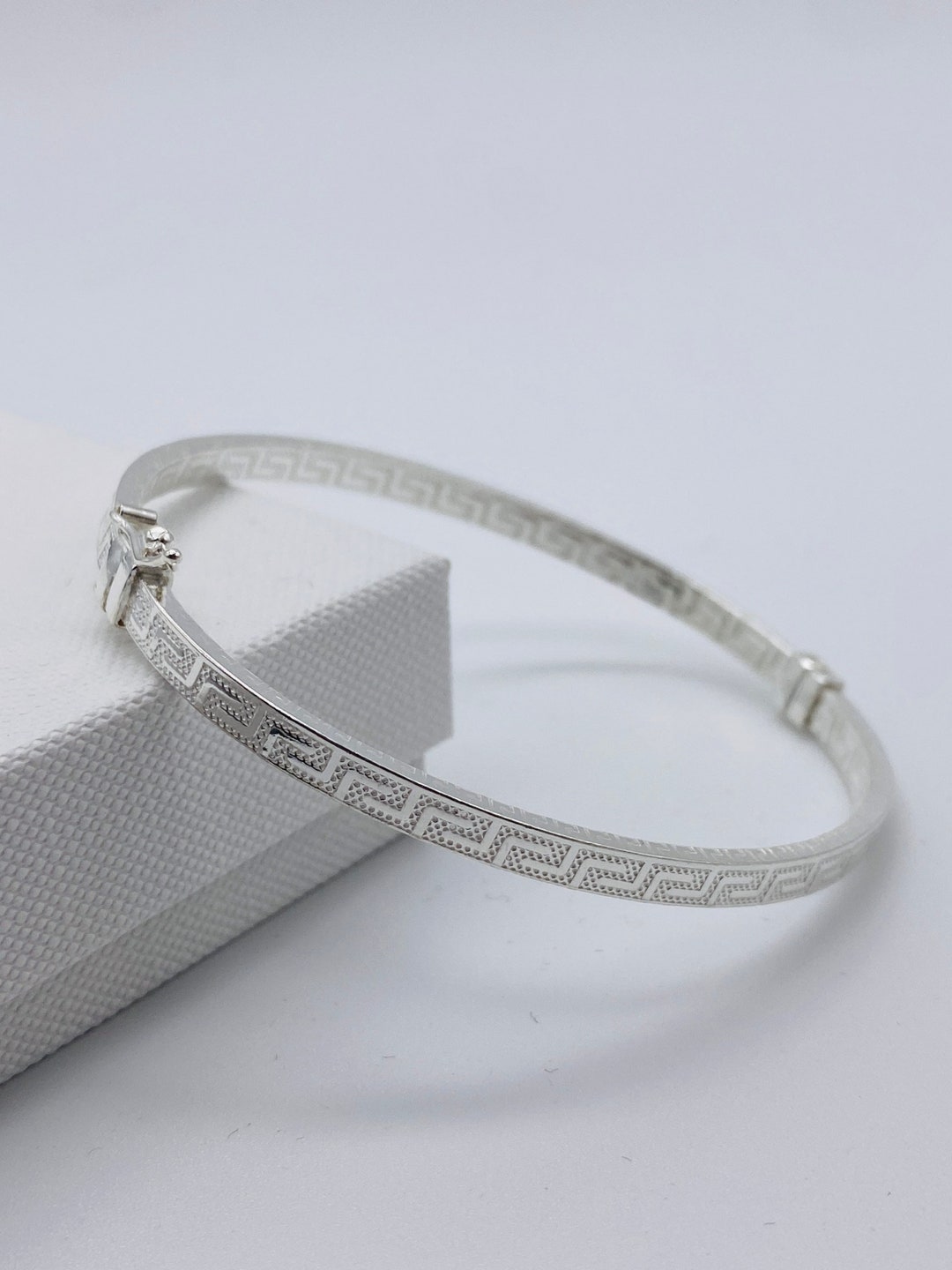 925 Sterling Silver Greek Design Bangle | Oval Greek Style Women Bangle ...