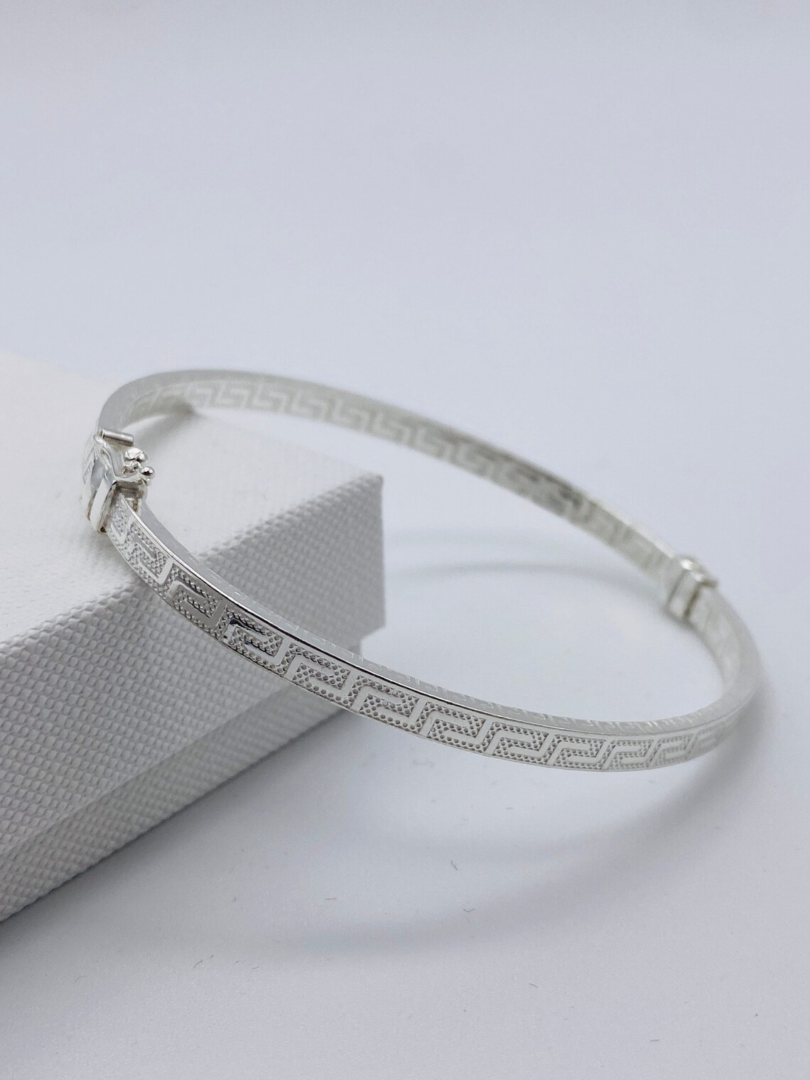 925 Sterling Silver Greek Design Bangle | Oval Greek Style Women Bangle ...