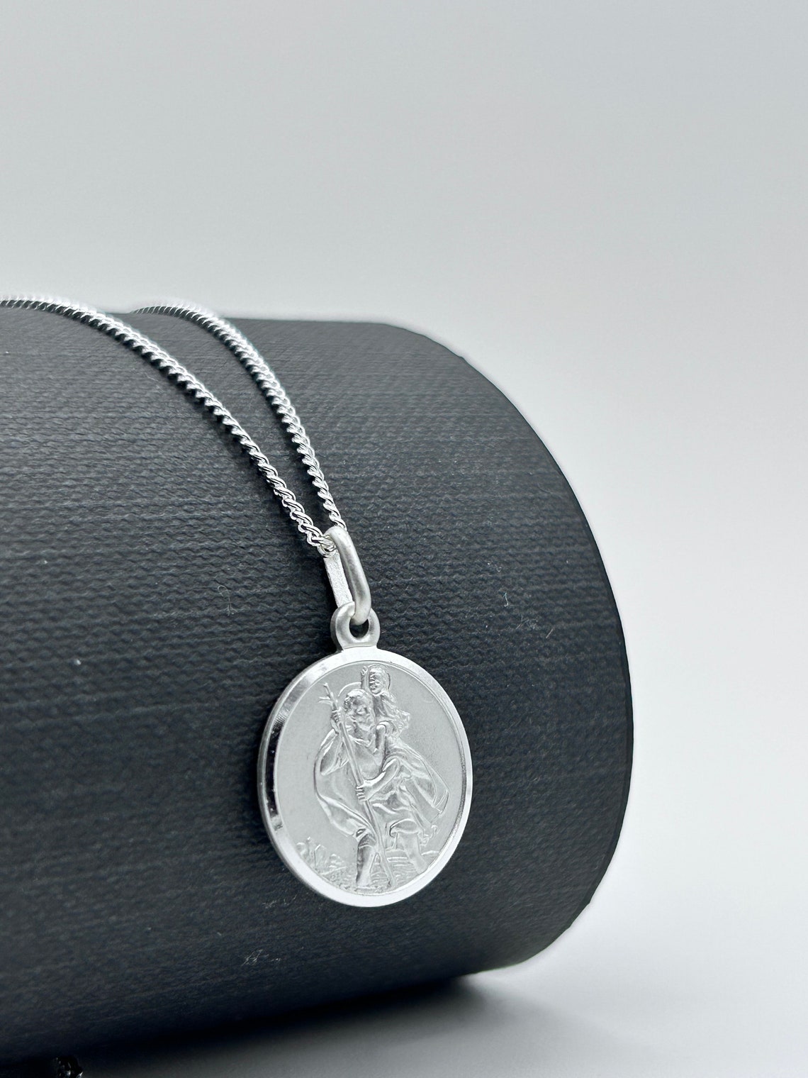 Genuine 925 Sterling Silver Saint Christopher Necklace | Round St ...