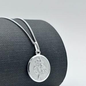Genuine 925 Sterling Silver Saint Christopher Necklace | Round St ...