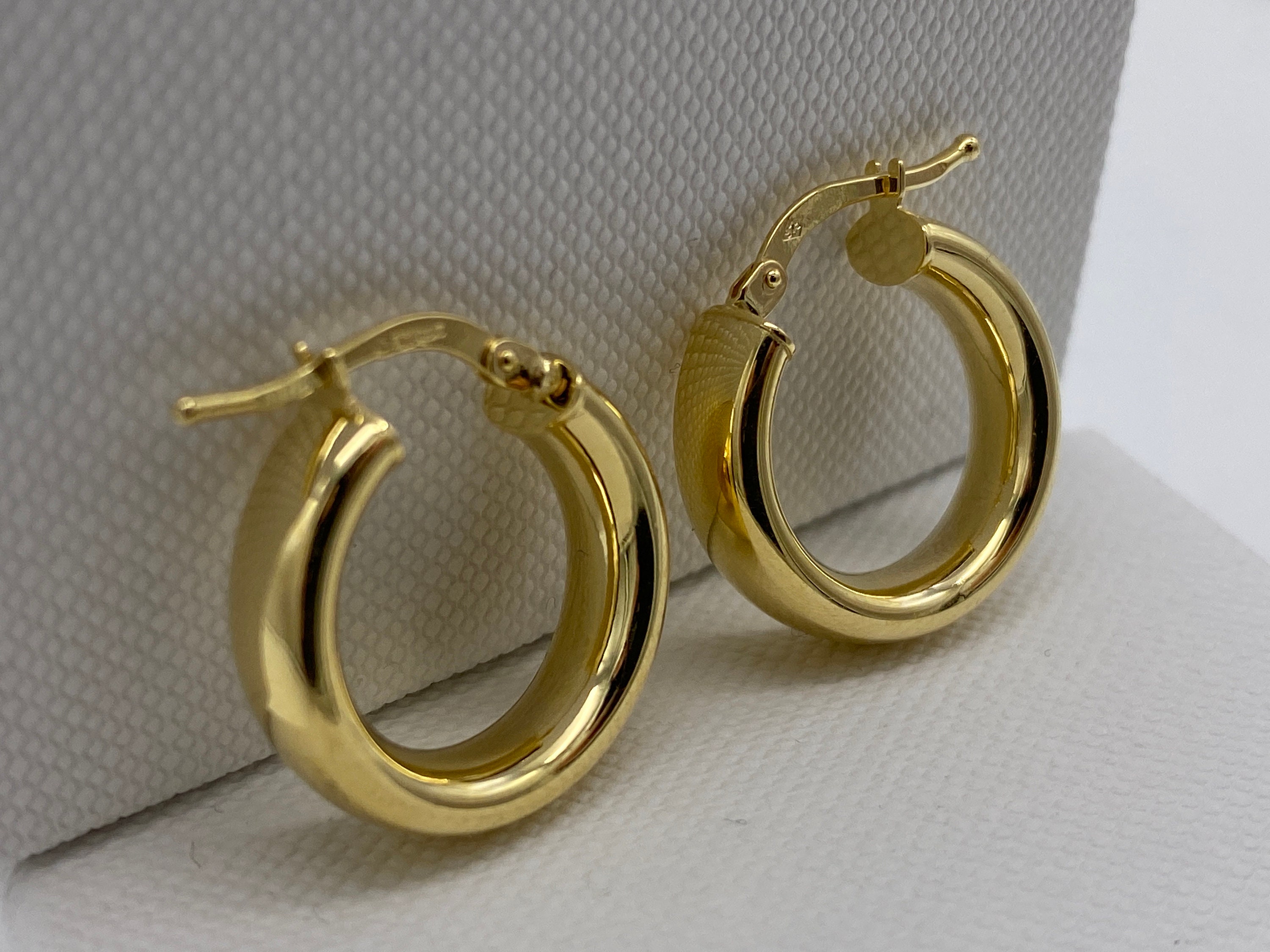 9ct gold thick hoop best sale earrings