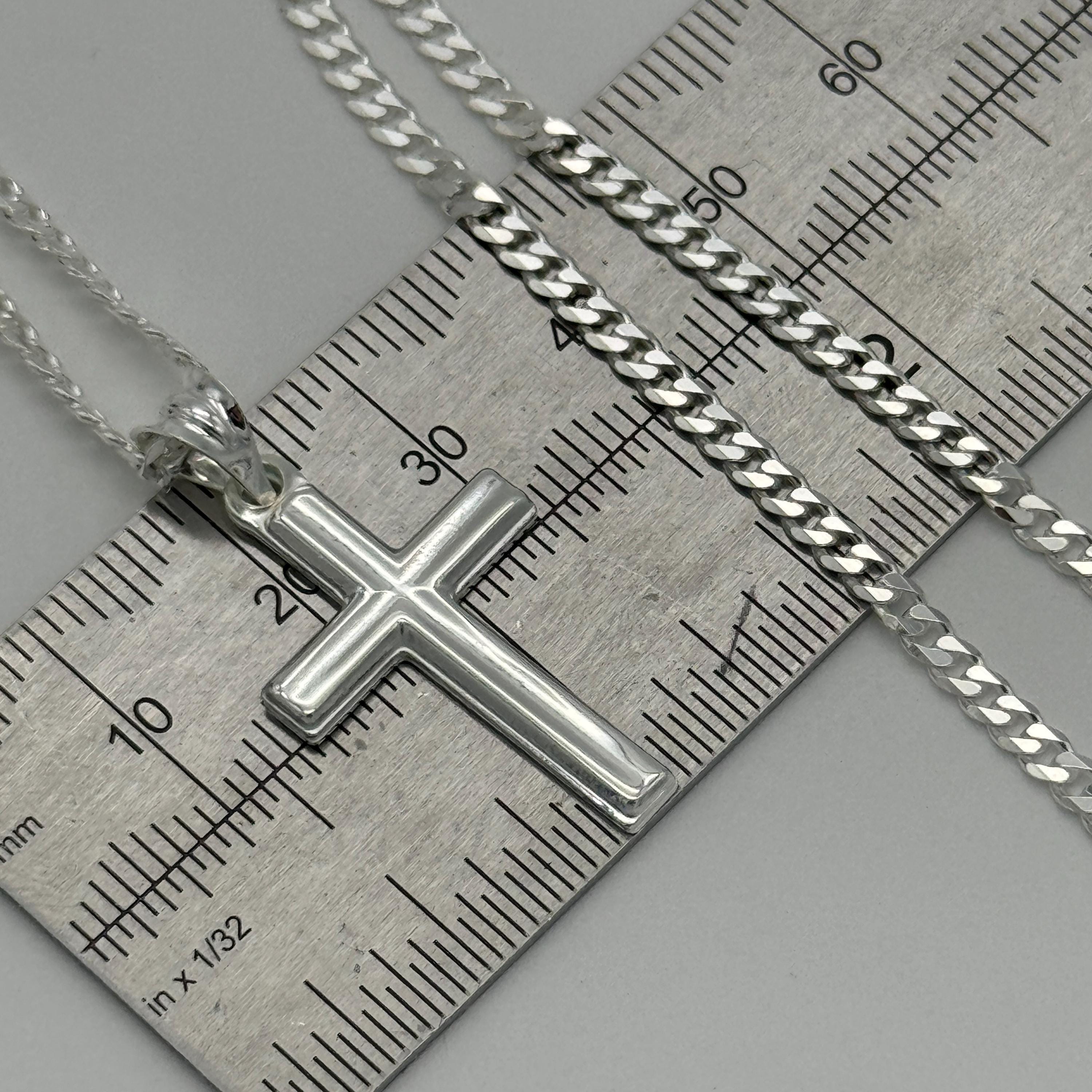925 Sterling Silver Medium Cross Pendant | Silver Cross Necklace