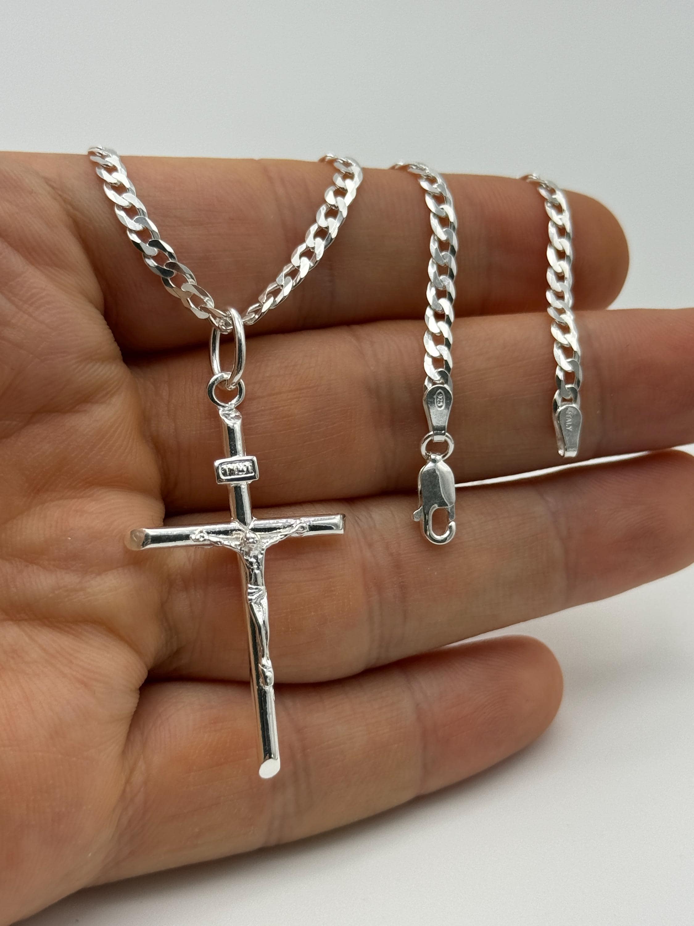 ネックレス SILVER925 Big CROSS PENDANT & 925 CHAIN 925 Sterling Silver Large Crucifix Pendant | Crucifix Cross