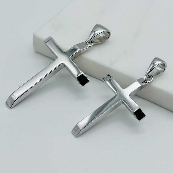 925 Sterling Silver Heavy Cross Pendant | Medium-Large Cross Pendant | Plain Chunky Pendant | Brand New