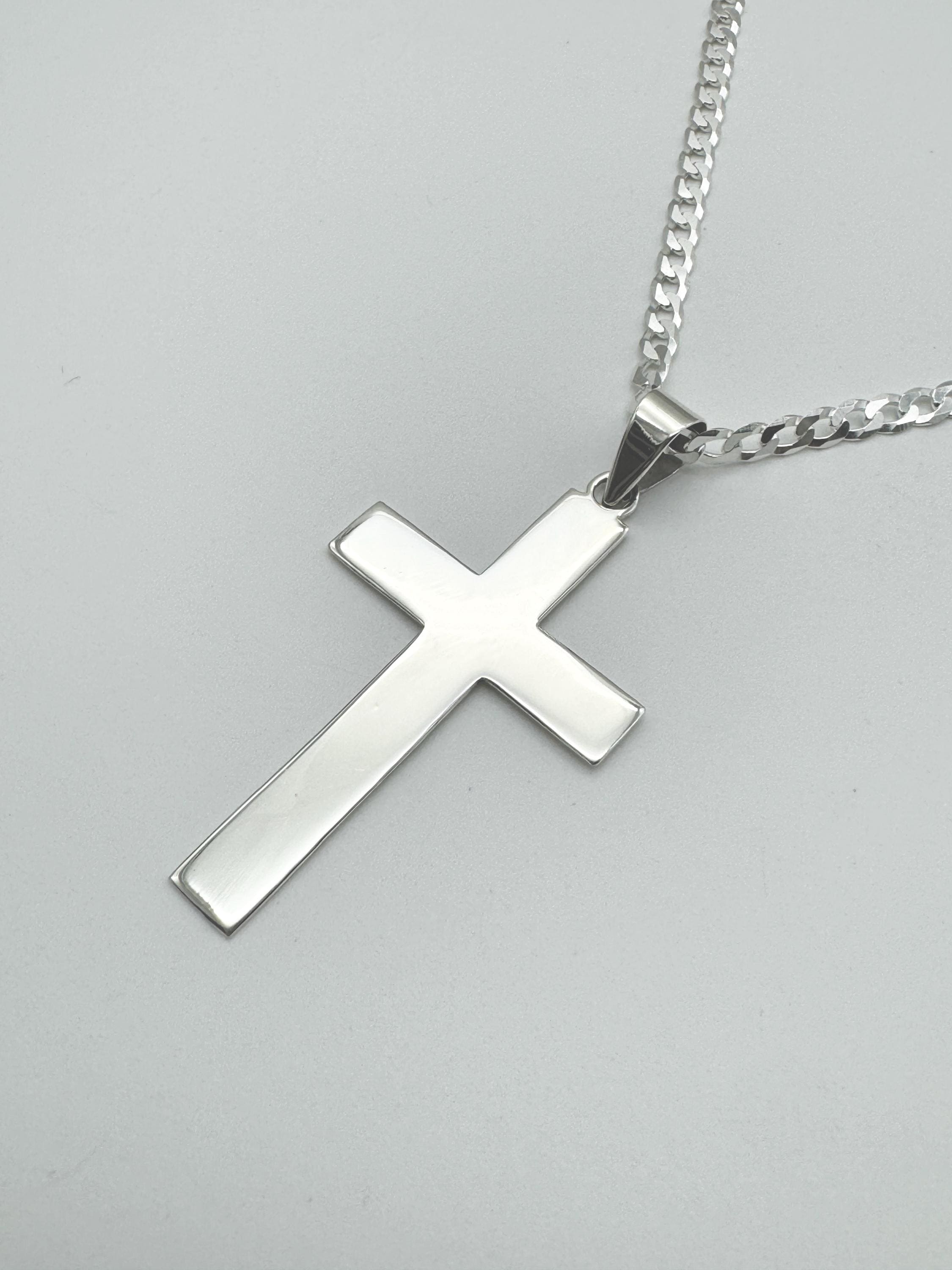 925 Sterling Silver Plain Large Cross Pendant | Simple Religious Cross ...