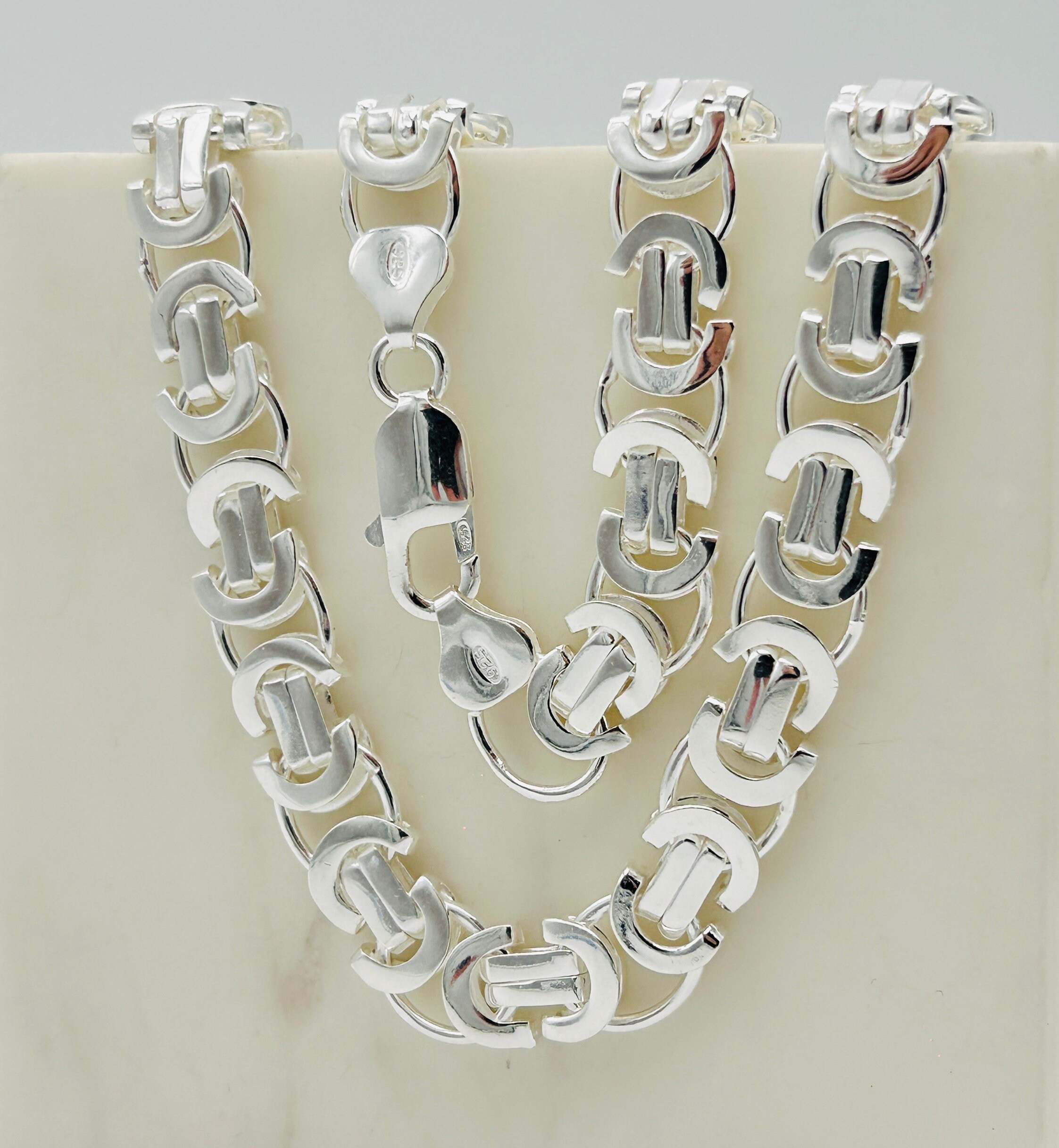 925 Sterling Silver 8mm Flat Byzantine Chain | Chunky Kings 925 Sterling Silver 8mm Flat Byzantine Chain | Chunky Kings