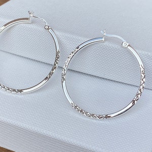 Genuine 925 Sterling Silver Round Hoop Earring | Women Small-Large DC Hoop Earring | 10mm-30mm All Sizes Available