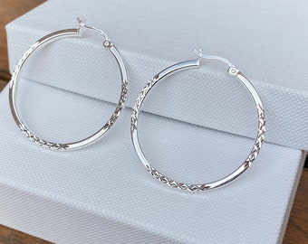 Genuine 925 Sterling Silver Round Hoop Earring | Women Small-Large DC Hoop Earring | 10mm-30mm All Sizes Available