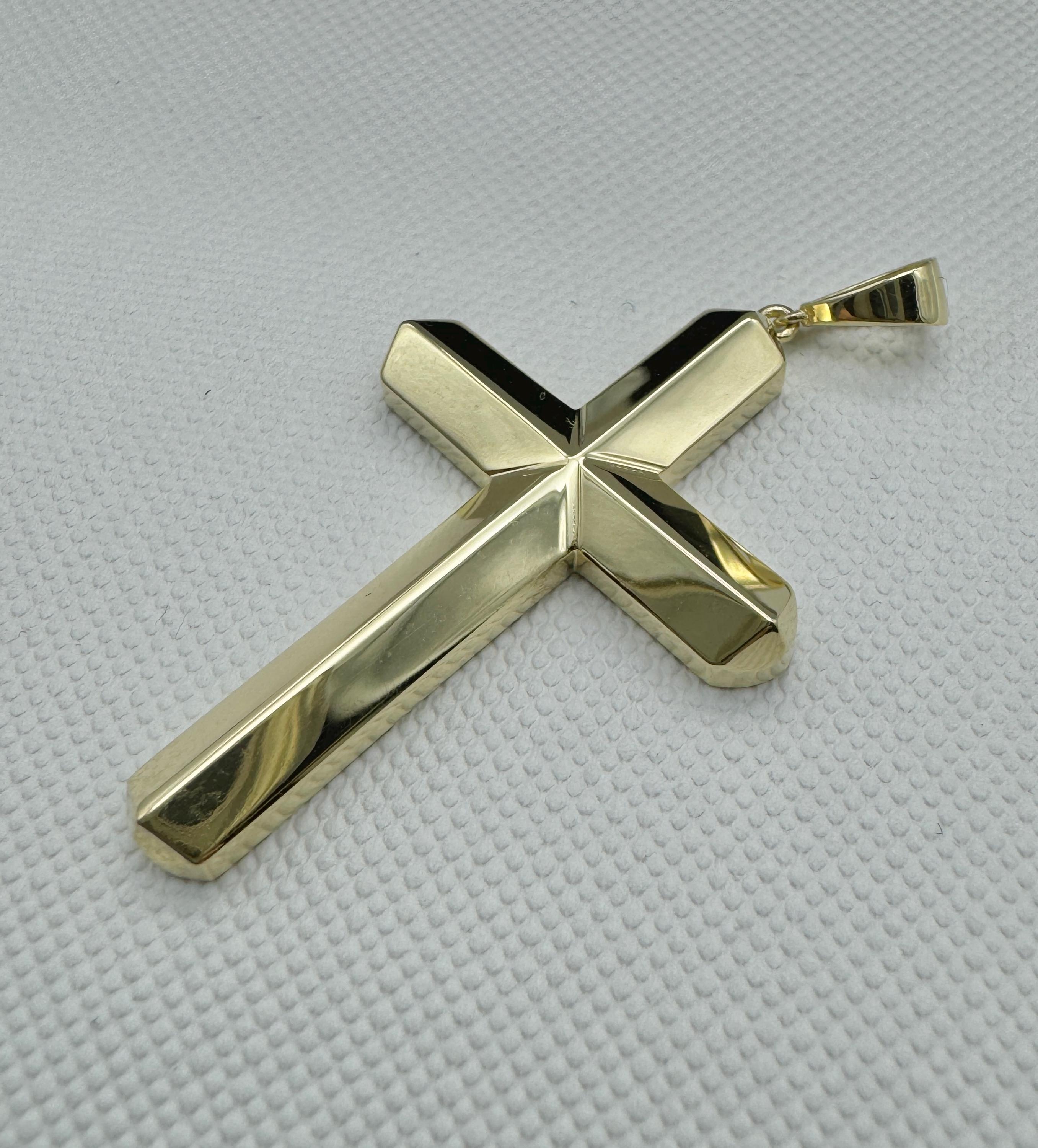 9ct Yellow Gold Chunky Cross Pendant | Fancy Cross Necklace | 22mmx35mm ...