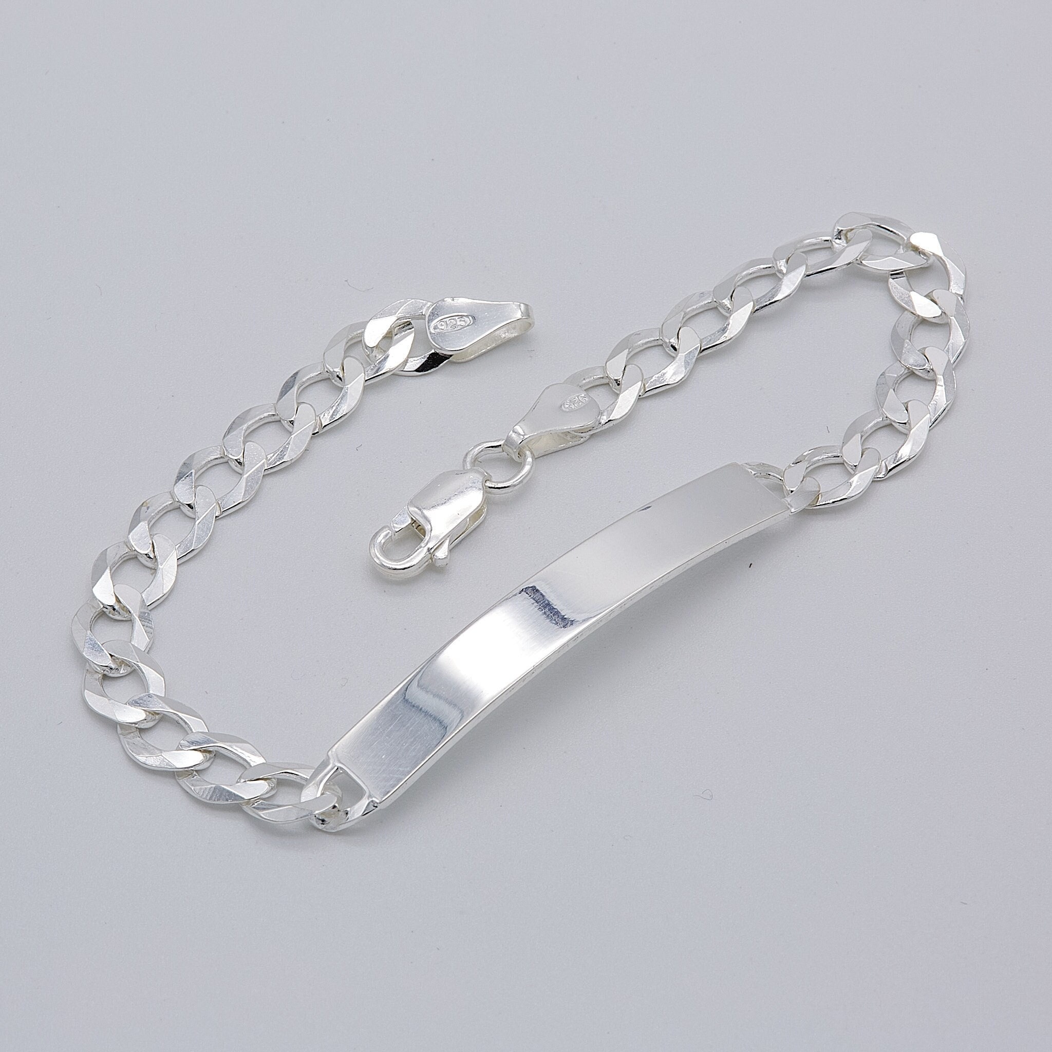 925 Sterling Silver Mens 6mm Curb ID Bracelet | Personalised Gents