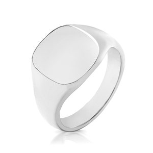 925 Sterling Silver Square Signet Ring | Men & Women Personalised Heavy Signet Rings | 14x13mm Free Engraving Available | 12gr