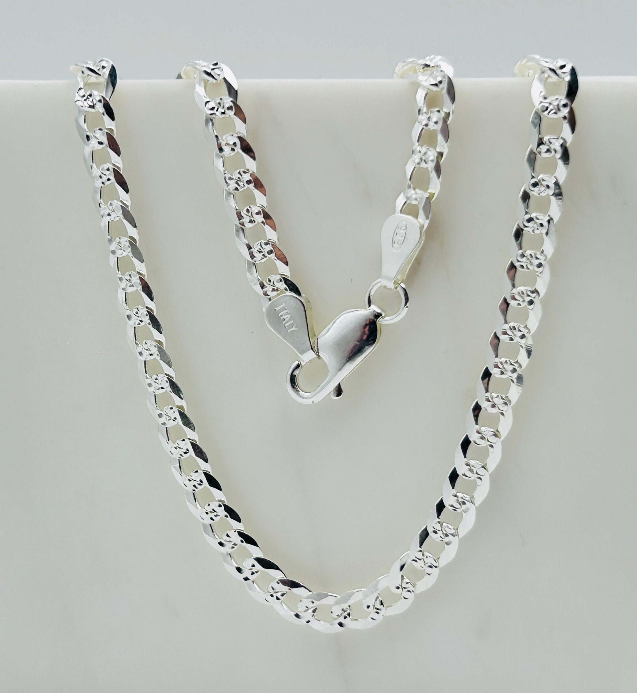 925 Sterling Silver 5mm Pave Curb Chain | Diamond Cut