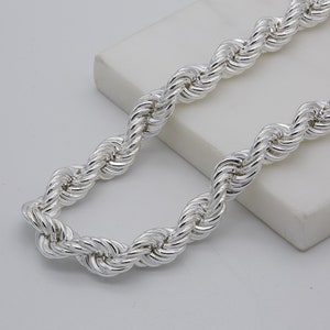 925 Sterling Silver 8mm Rope Link Chain | Mens Twisted Chunky Rope Necklace | 22&quot; 24&quot; 26&quot; 30&quot; 32&quot; Brand New
