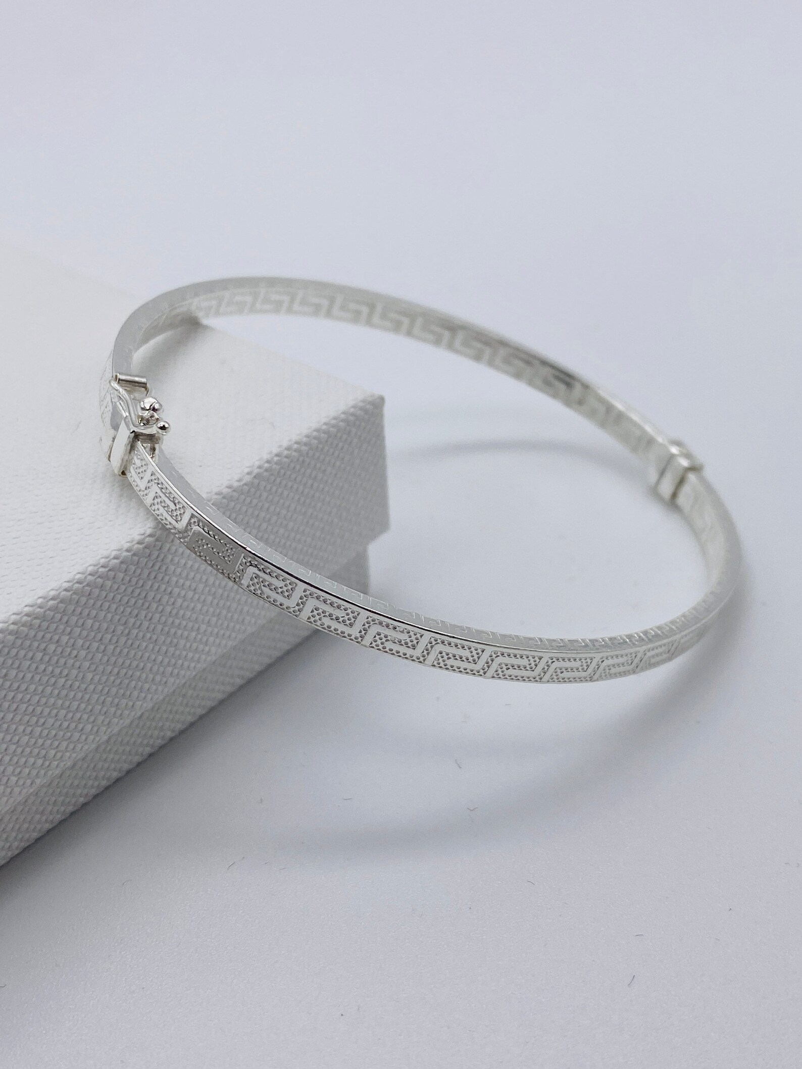 925 Sterling Silver Greek Design Bangle | Oval Greek Style Women Bangle ...