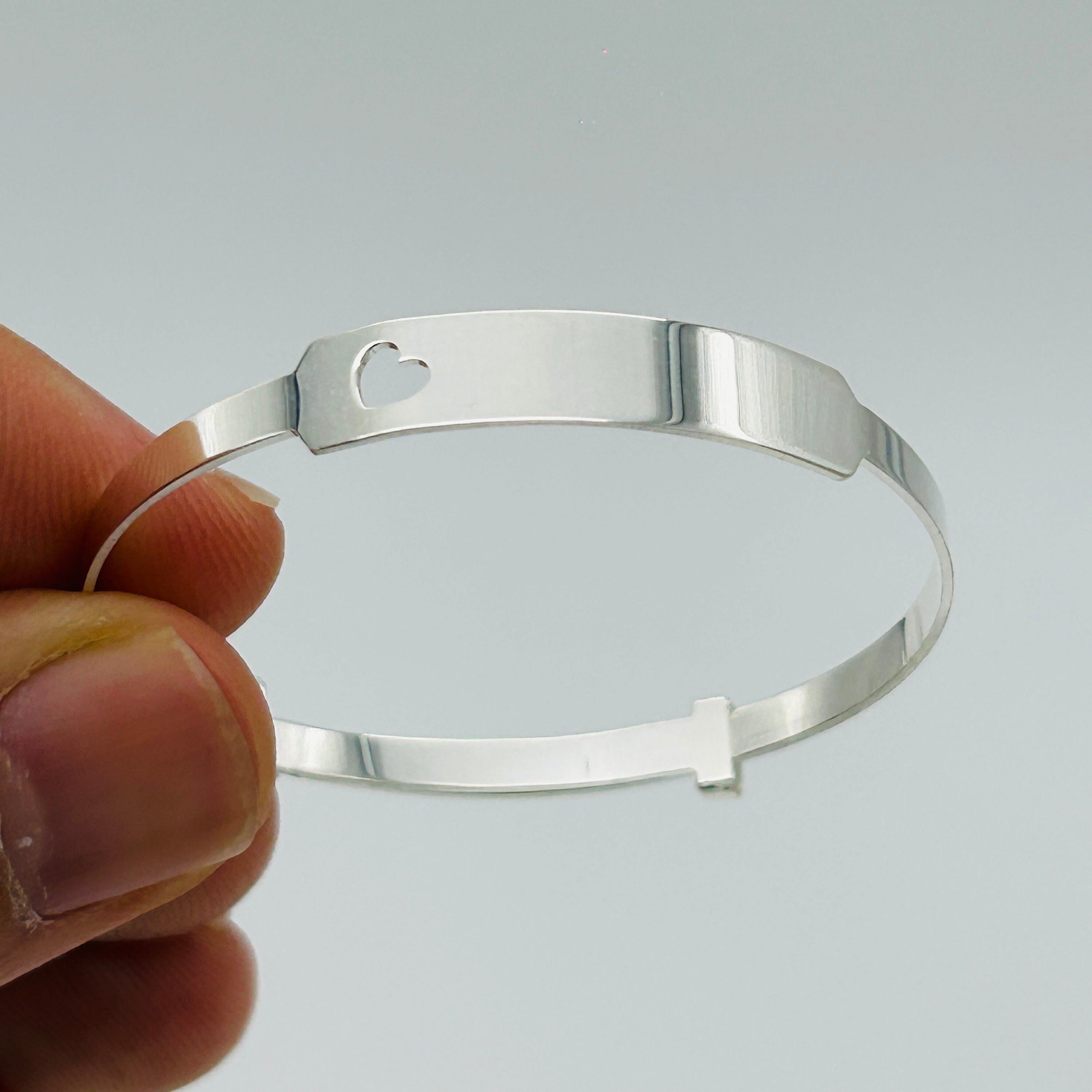 Sterling Silber Babys Doppel Herzen Cz Torq Armreif