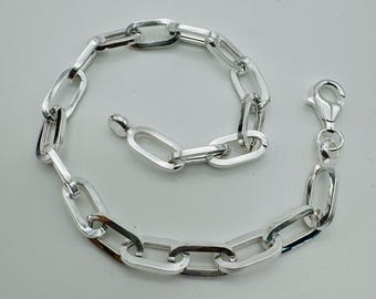 スターリングシルバー 5 mm オーバルリンクチェーンブレスレット、8