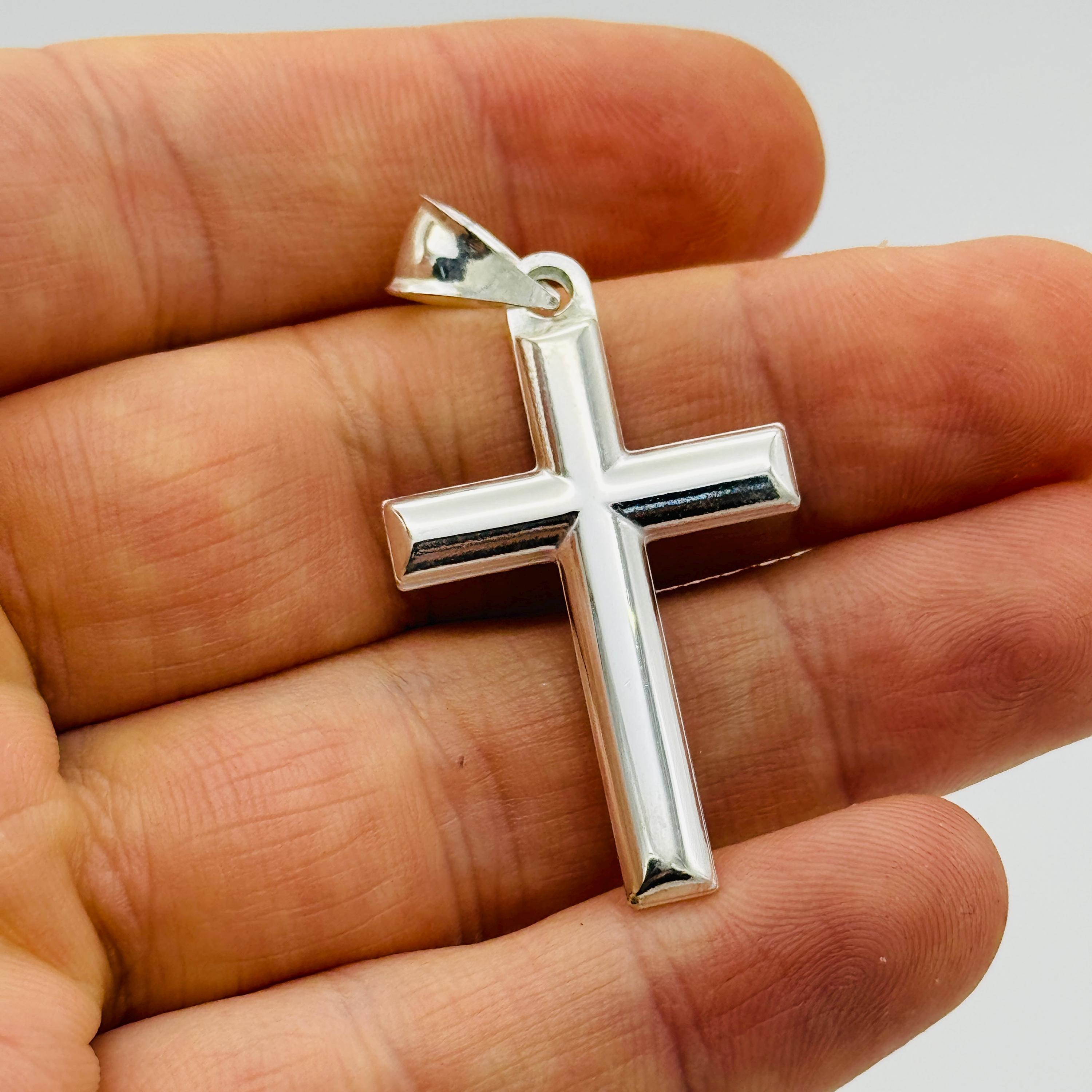 925 スターリング シルバー ラージ クロス ペンダント | プレーン