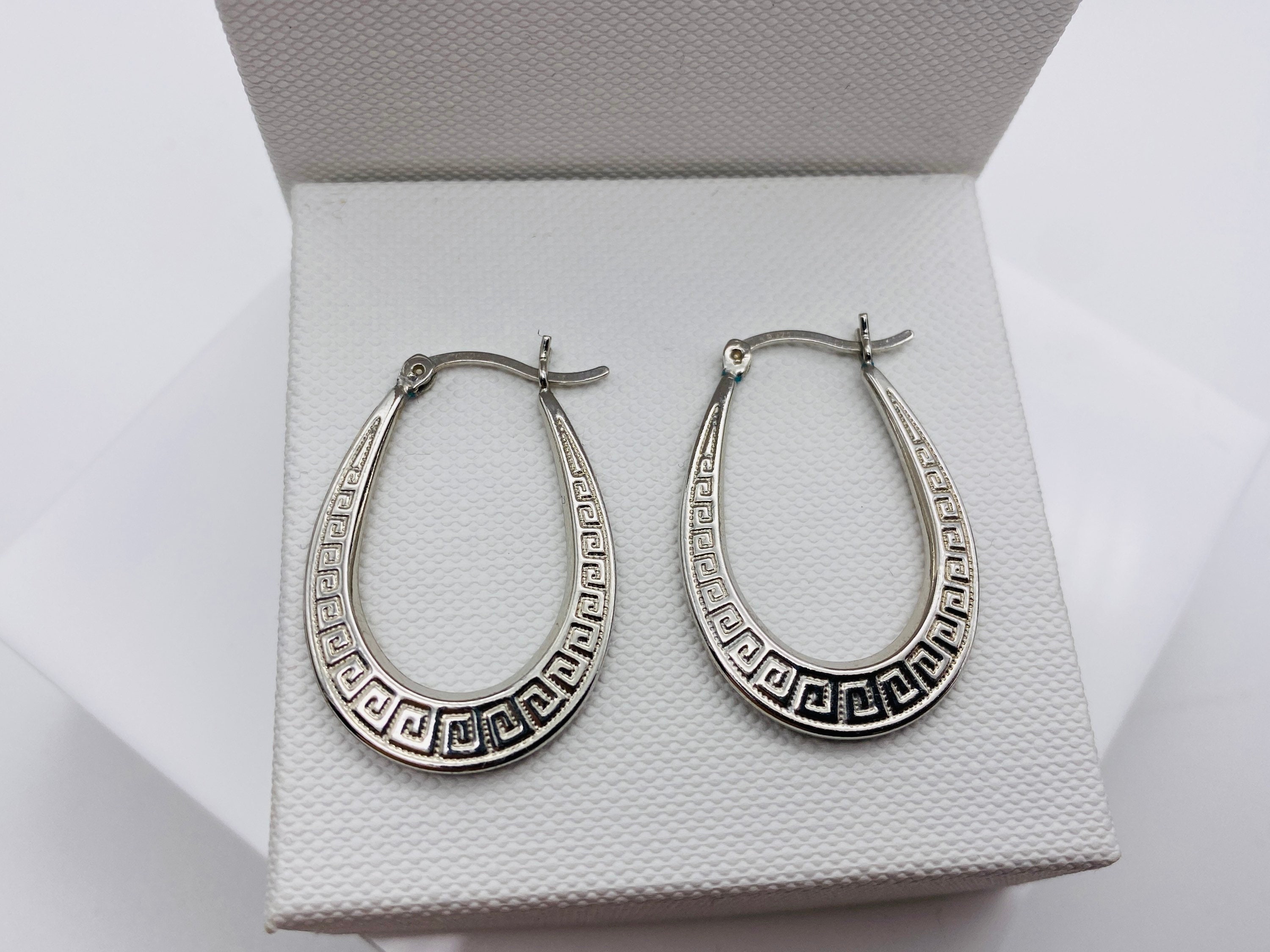 Greek key earrings best sale silver