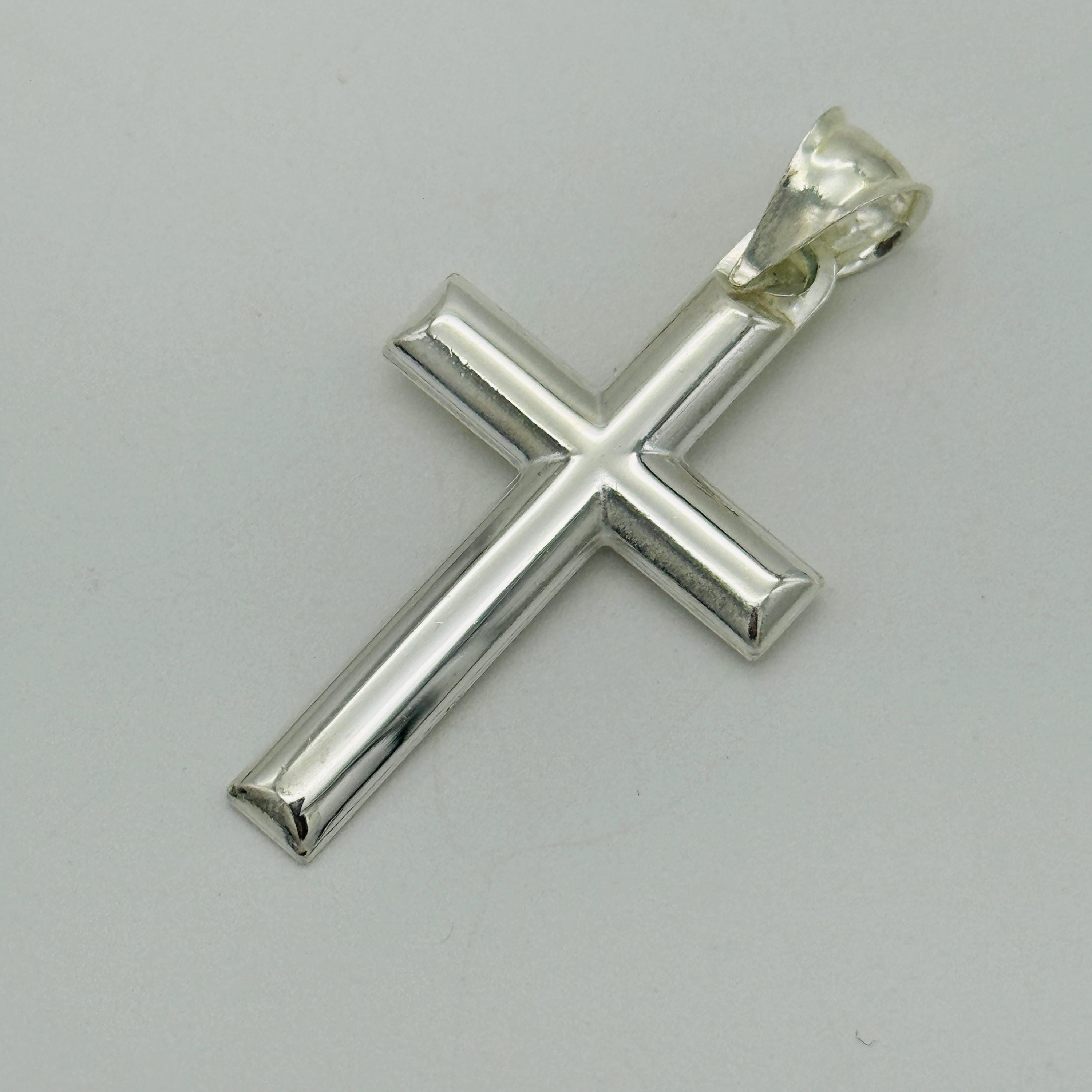 925 スターリング シルバー ラージ クロス ペンダント | プレーン