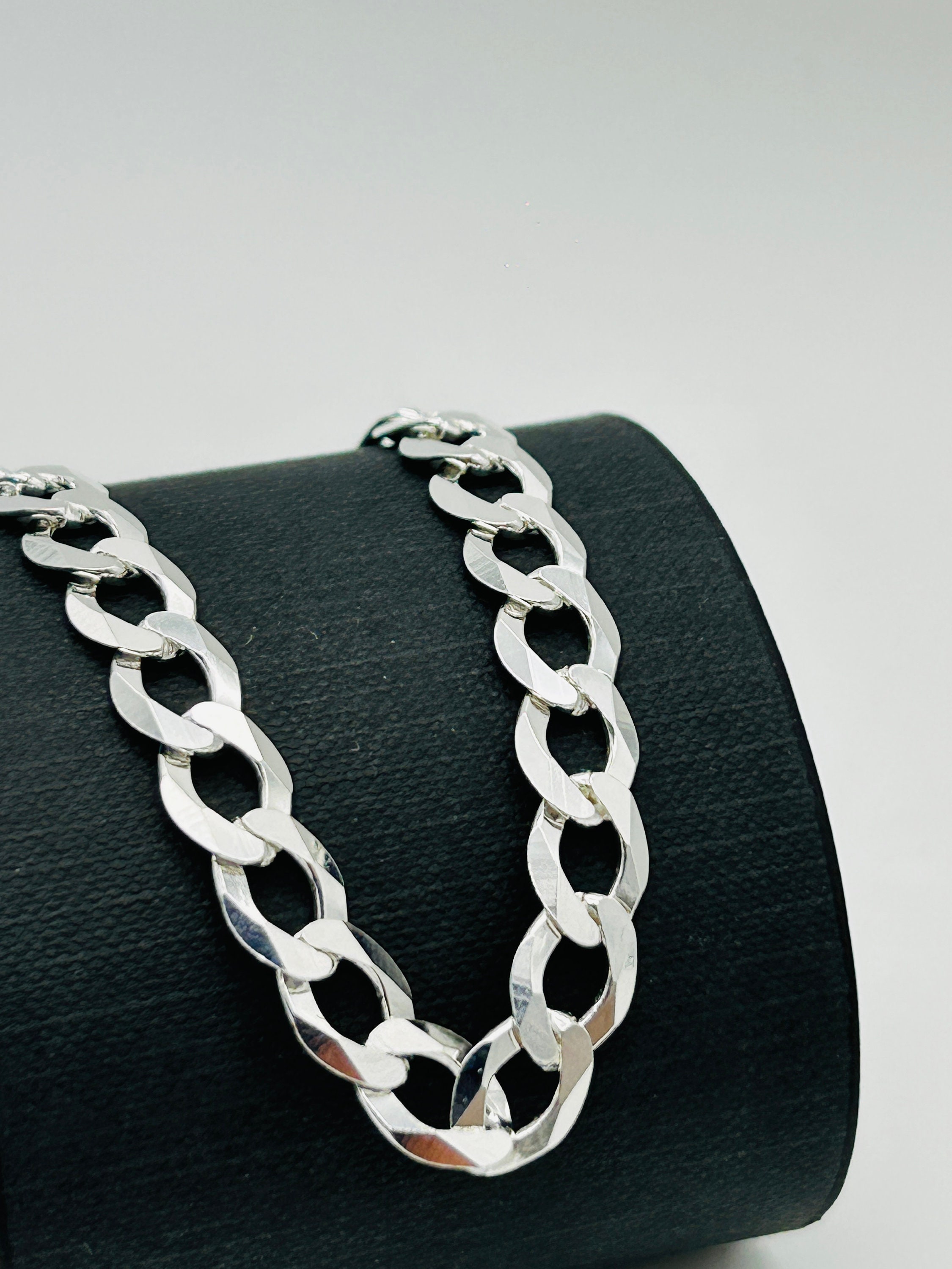 SOLID 925 Sterling Silver 9MM Curb Chain | Men&women Heavy Curb ...