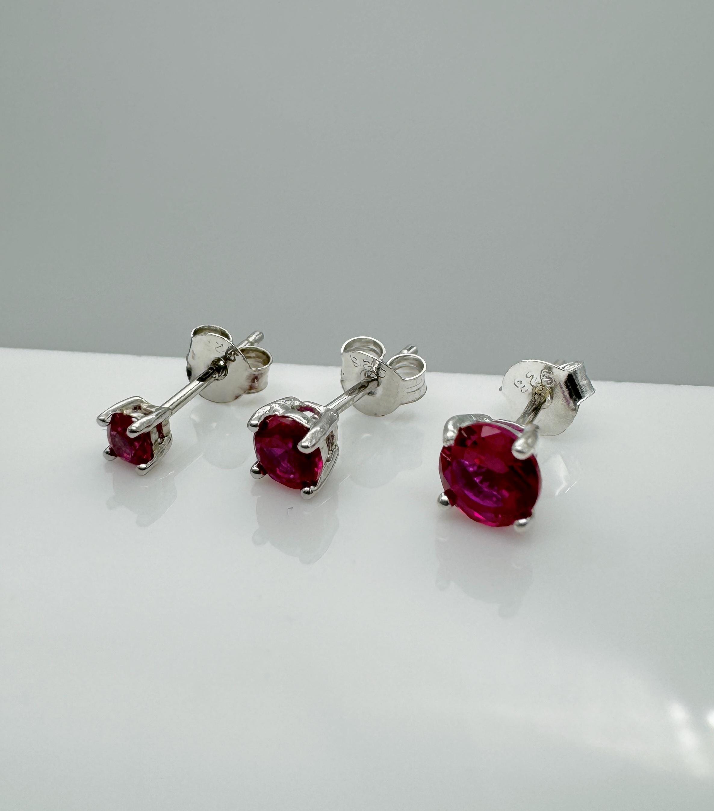 Jewellery Ruby Stud Earrings Amazon Sterling Silver Red Garnet Rose Stud Earrings 497GA Aurora Jet