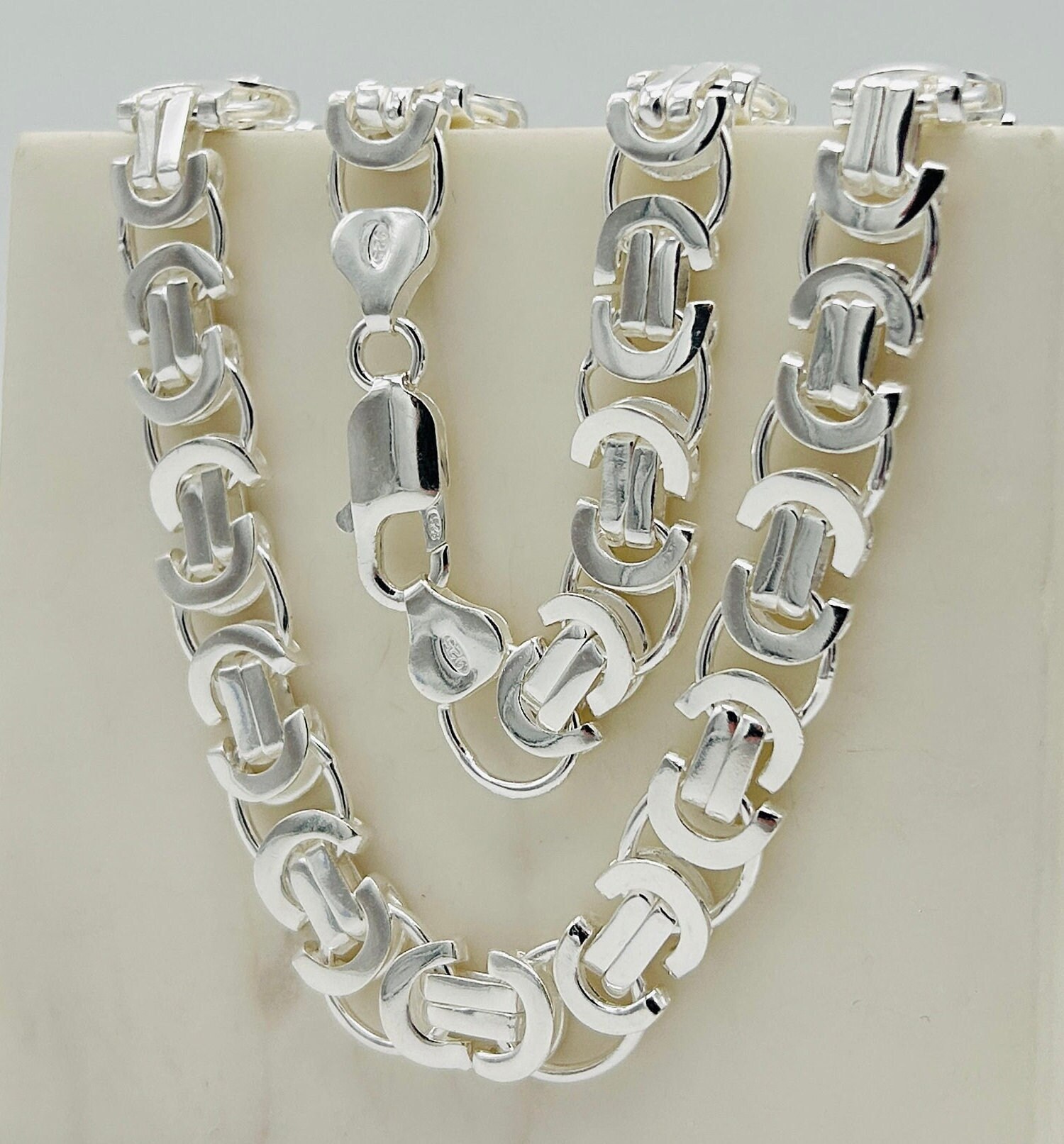925 Sterling Silver 8mm Flat Byzantine Chain | Chunky Kings 925 Sterling Silver 8mm Flat Byzantine Chain | Chunky Kings