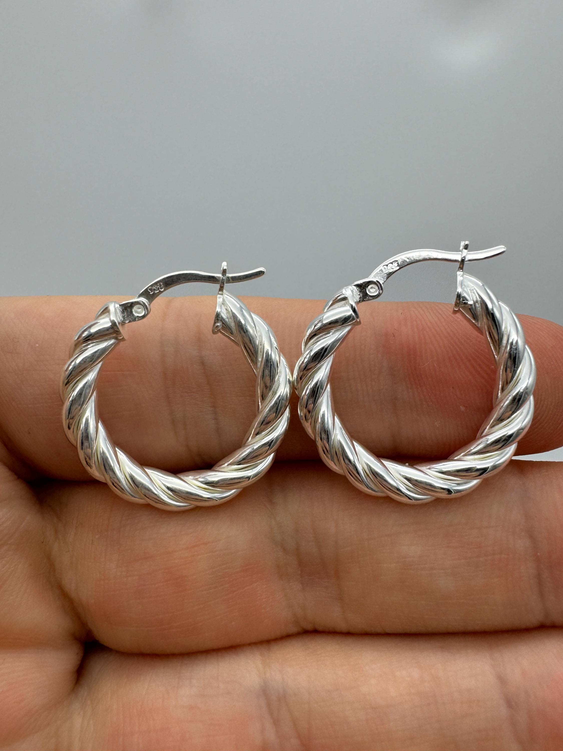 SILVER925 ROUND HOOP EARRINGS /シルバー/ピアス 925 Sterling Silver 24mm Twisted Hoop Earring | Medium Creole