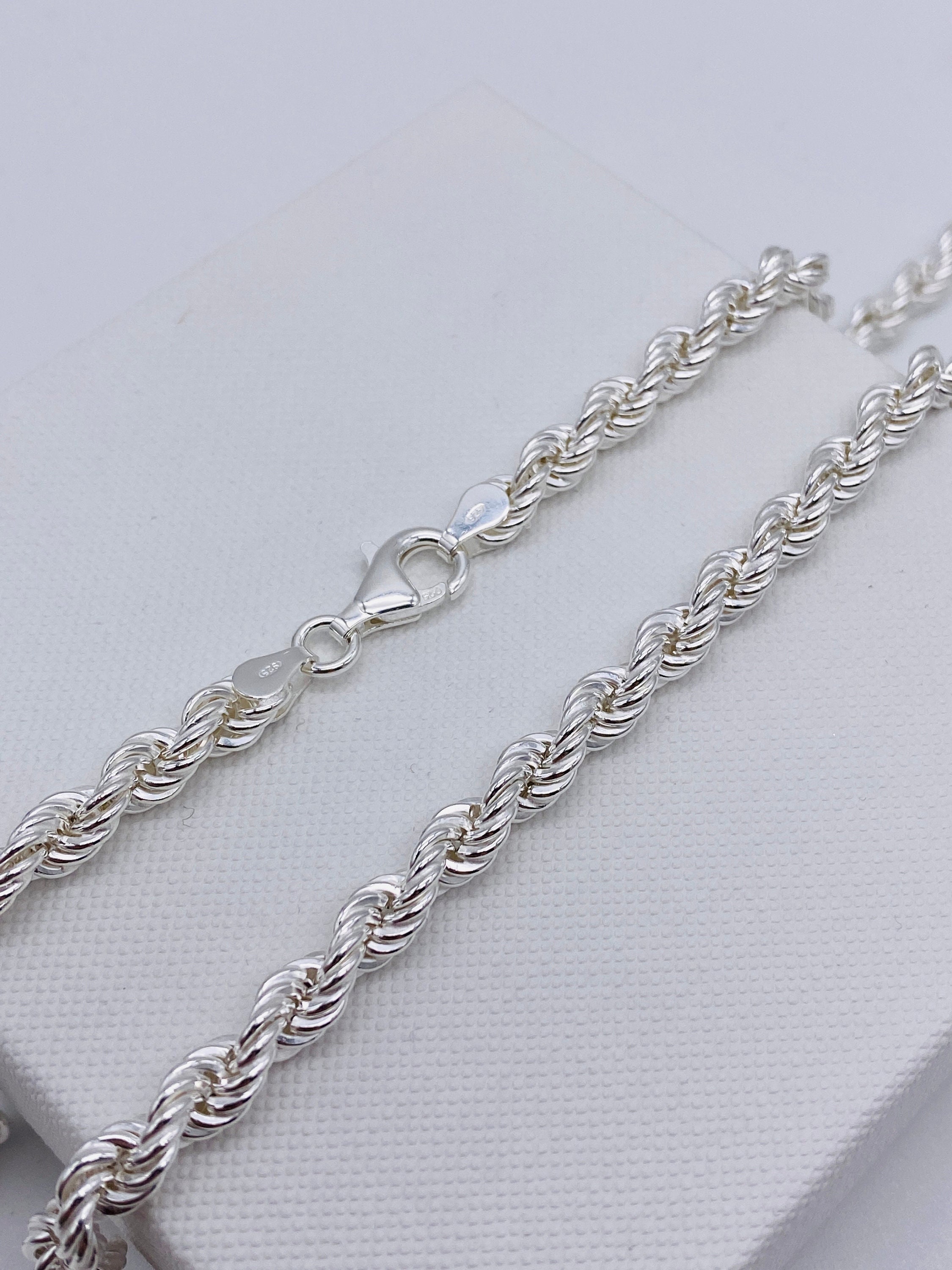 Heavy Rope Necklace 925 Sterling Silver, Rope Chain for Women and Men,  Sterling Silver Twisted Necklace, Jewelry Gift for Christmas 