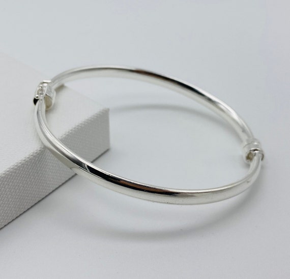 925 Sterling Silver 5mm Plain Bangle | Ladies Oval Bangle Bracelet