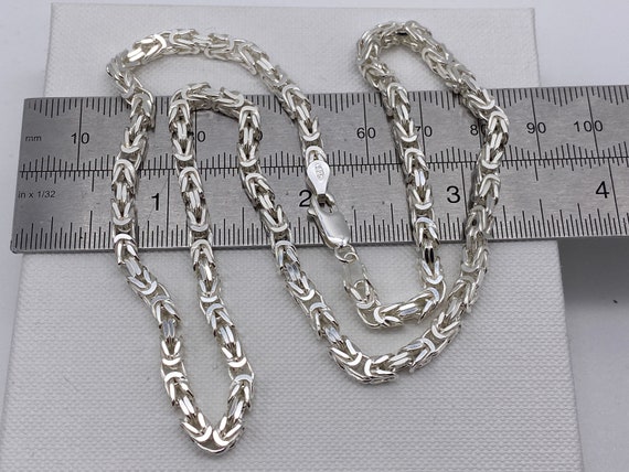 Heavy Men’s Square Byzantine Chain Sterling Silver Men’s Chain ,43 grams