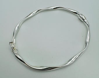 925 Sterling Silver Twisted Hinged Bangle | Plain Twisted Women Bangle | Silver Bangle For Women | Brand New