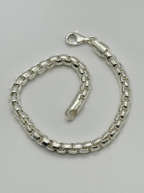 Solid 925 Sterling Silver 6mm Round Box Bracelet | Box Link
