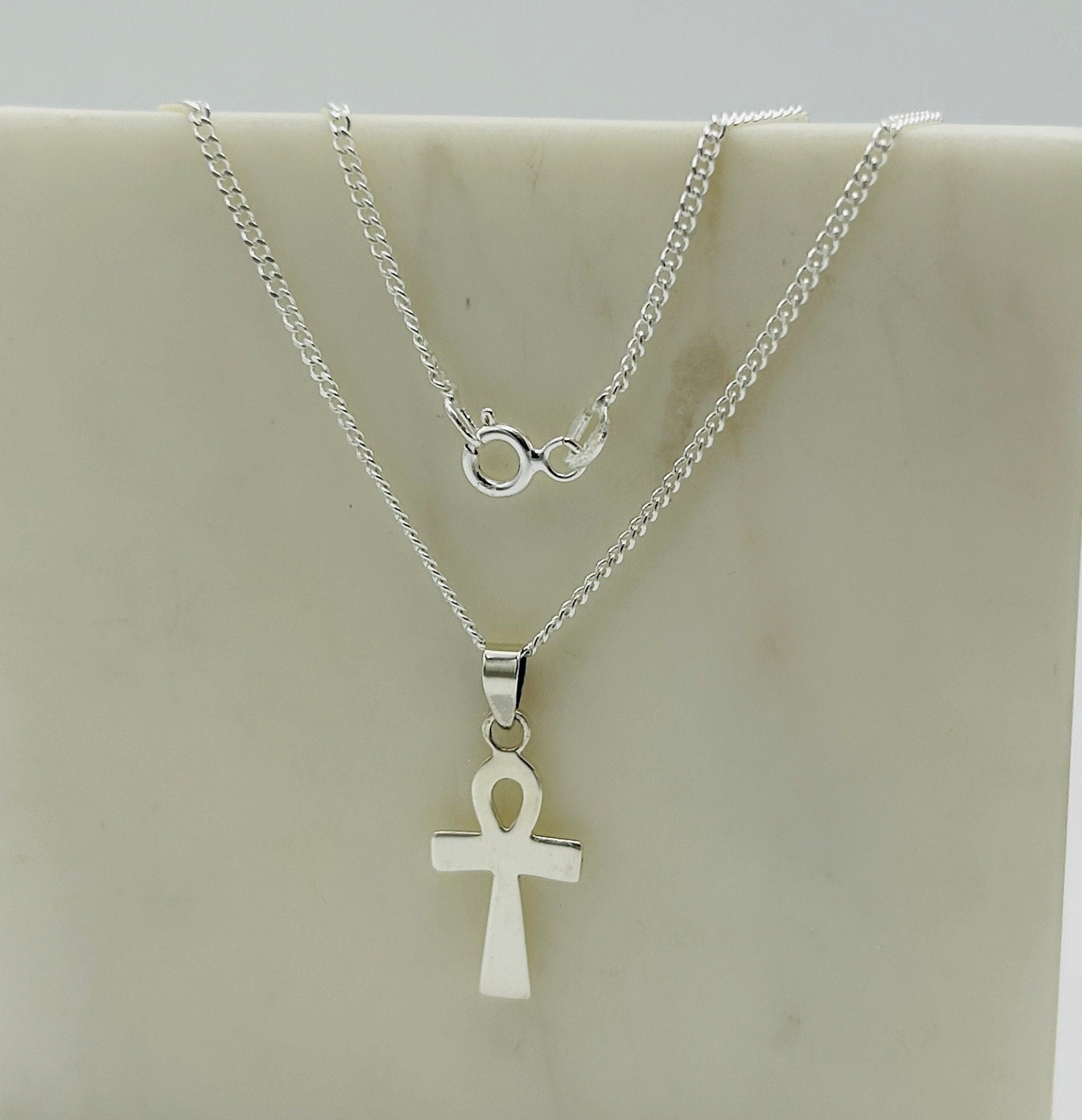 925 Sterling Silver Ankh Cross Pendant | Small Ankh Charm Pendant