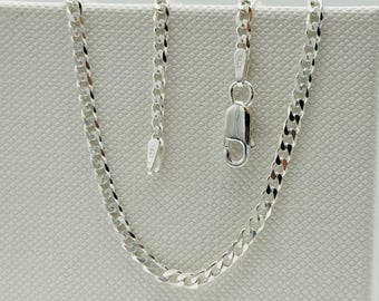 925 Sterling Silver 2mm Curb Chain | Men&Women Flat Curb Necklace | NEW 16 18 20 22 24 INCH
