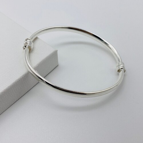 925 Sterling Silver 5mm Plain Bangle | Ladies Oval Bangle Bracelet