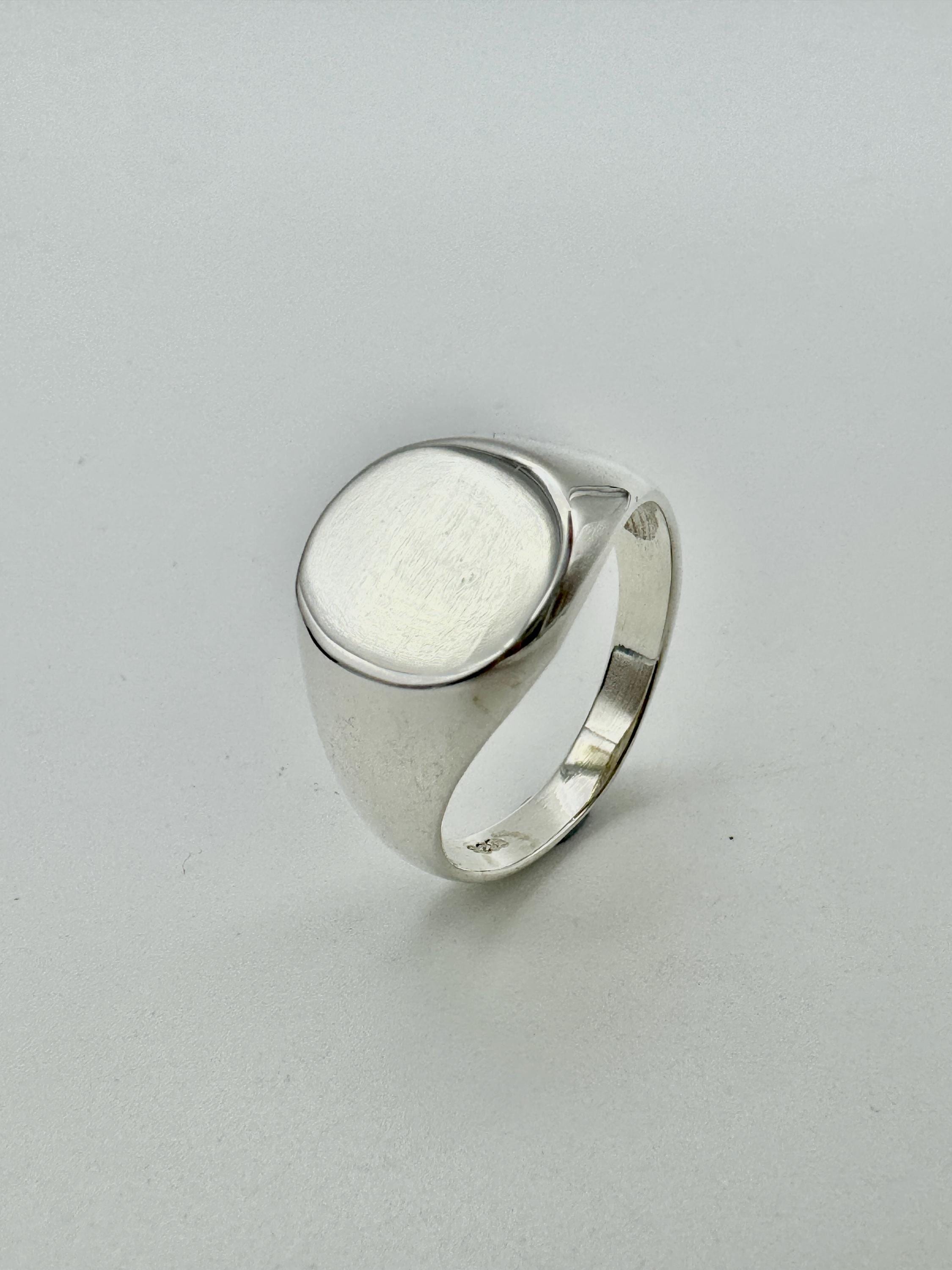 Solid 925 Sterling Silver Oval Signet Ring | Men&women Plain 15mm