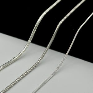 925 Sterling Silver Round Snake Chain | Men&Women Snake Necklace | 1mm 1.5mm 2mm | 18 20 22 24 INCH