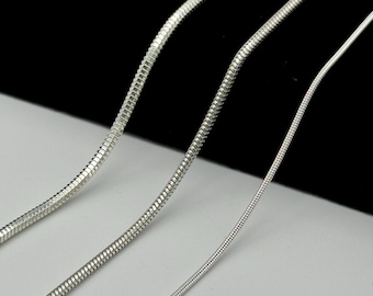 925 Sterling Silver Round Snake Chain | Men&Women Snake Necklace | 1mm 1.5mm 2mm | 16 18 20 22 24 INCH