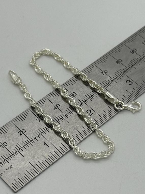 喜*八様 RAOING 3MM Chain Bracelet Sterling Silver Solid Rope Chain