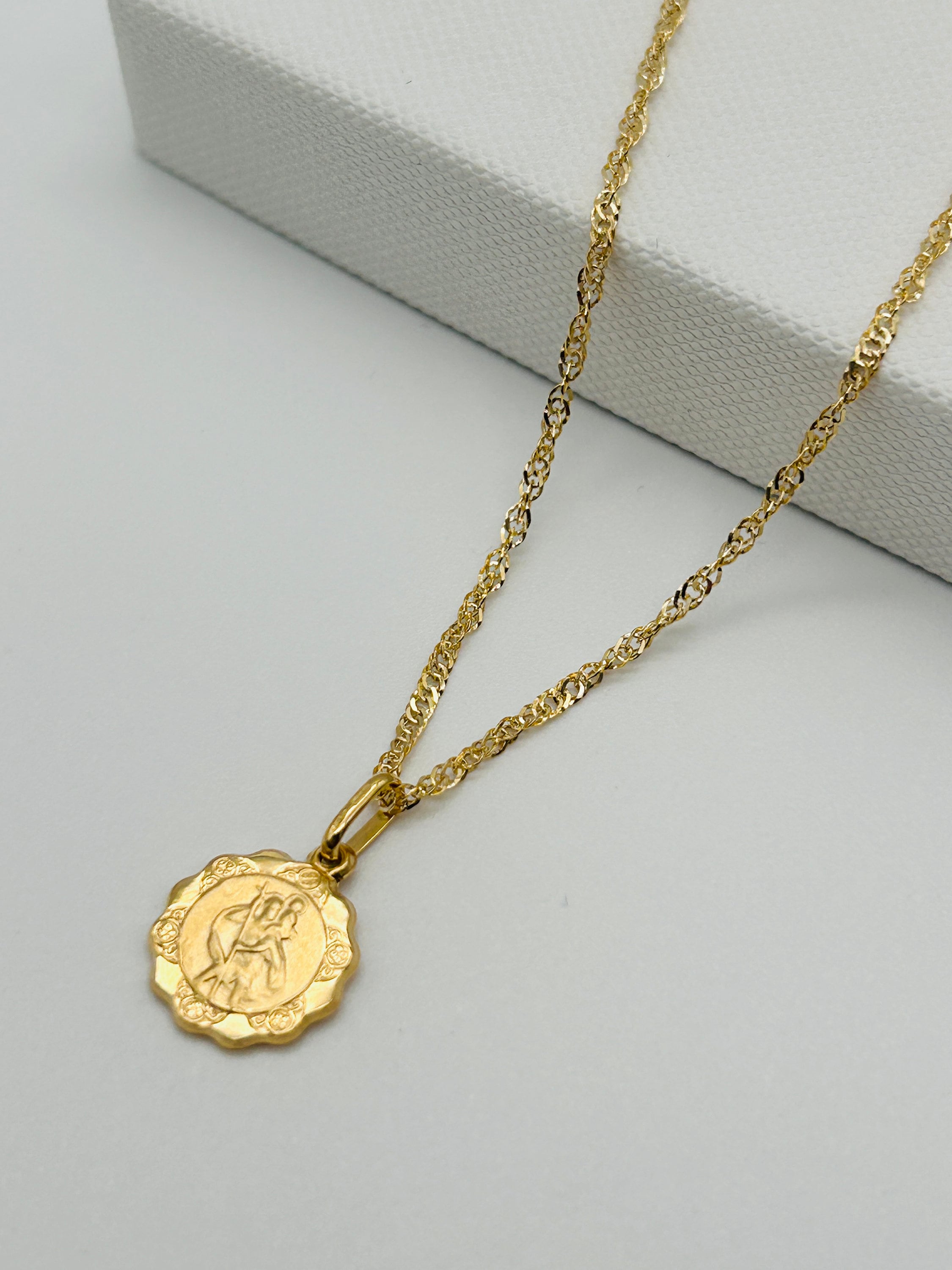 Vintage Particolare 9ct Oro Giallo St.Christopher Ciondolo - Foto 8