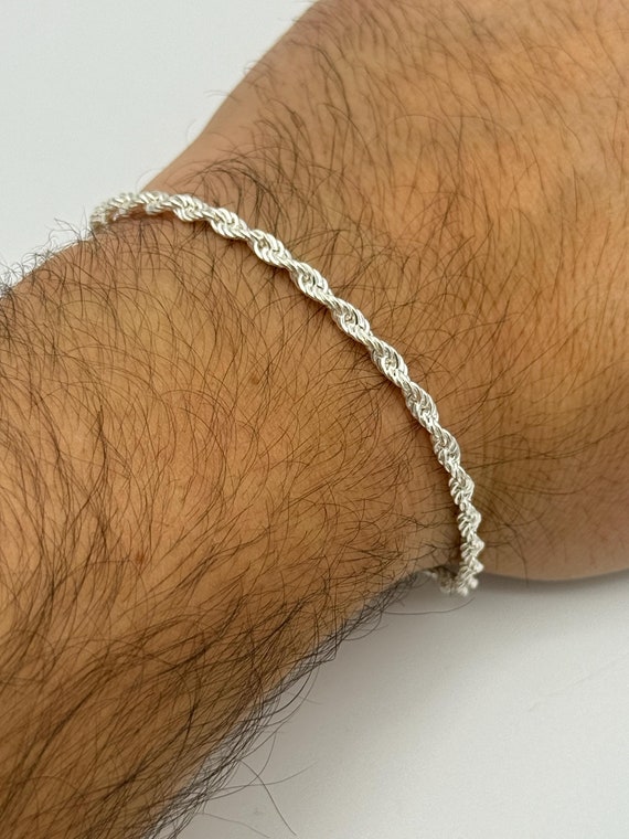 925 REAL Sterling Silver 3mm Rope Bracelet | Twisted Rope Chain