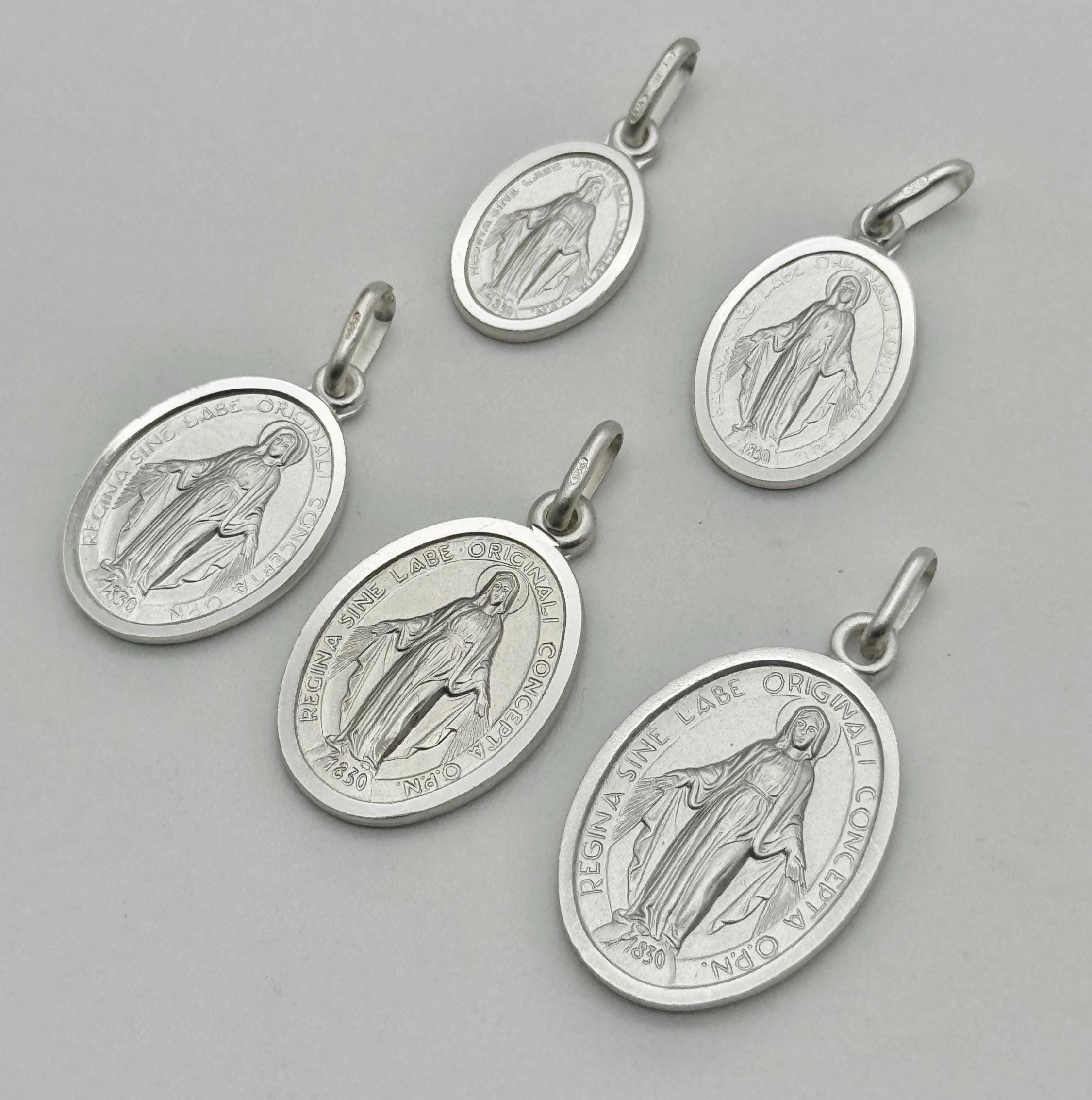 Solid 925 Sterling Silver Miraculous Medal Pendant | Religious Double ...