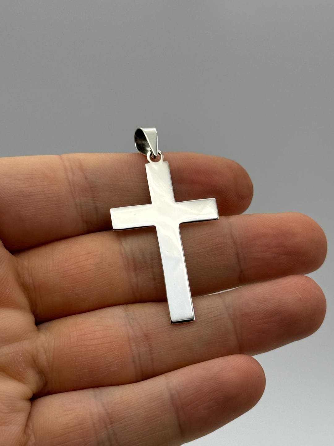 925 Sterling Silver Plain Large Cross Pendant | Simple Religious Cross ...
