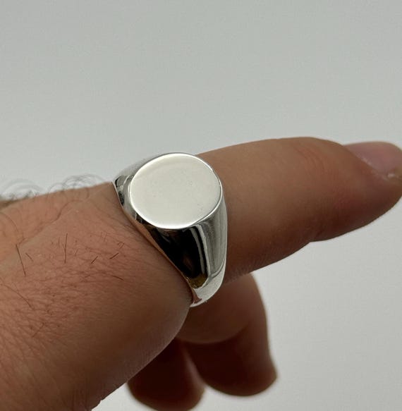 Solid 925 Sterling Silver Oval Signet Ring | Men&women Plain 15mm
