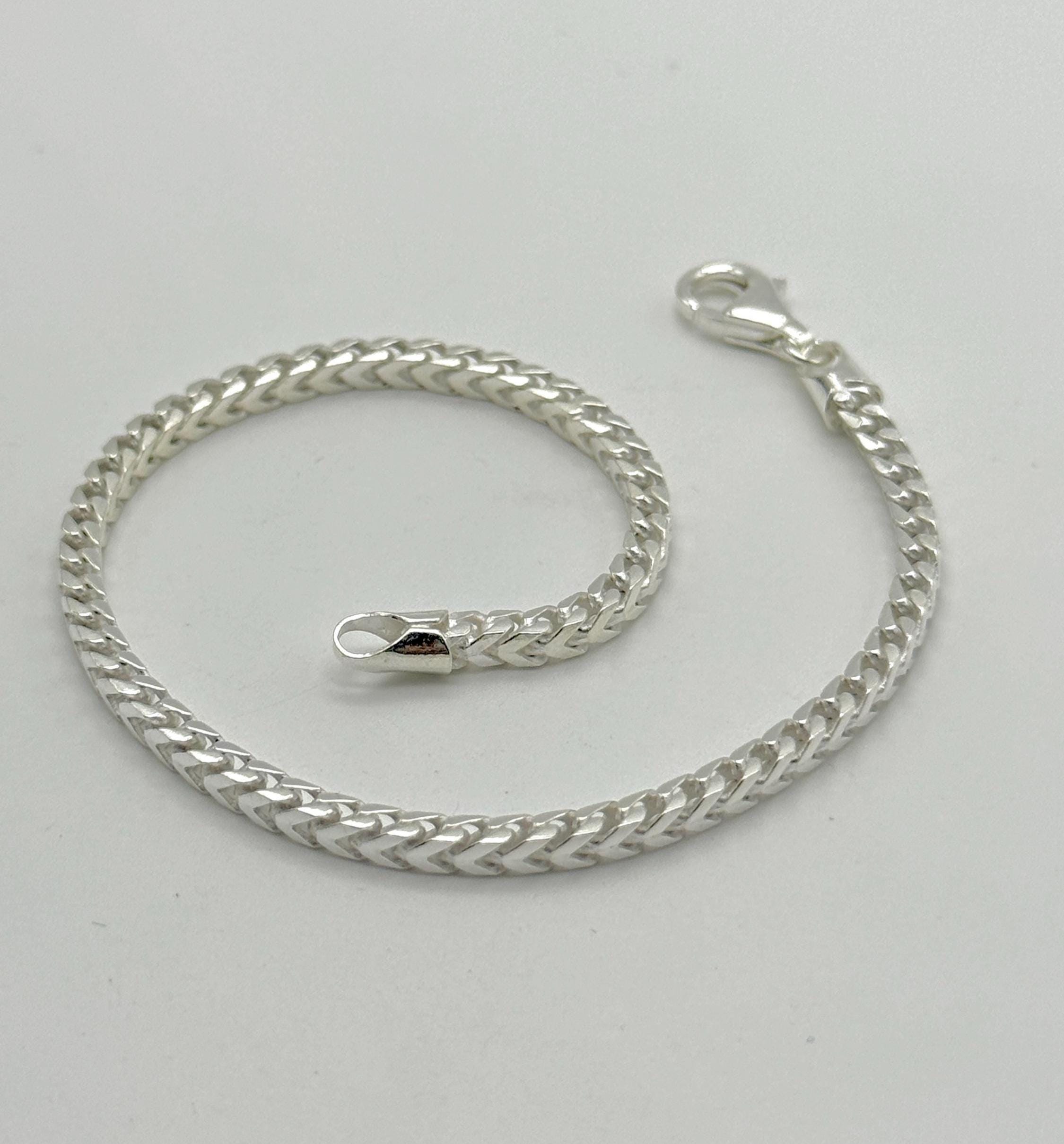 925 Solid Sterling Silver 3mm Franco Bracelet | Square Link